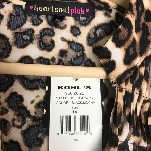 NWT Heartsoul Plus Leopard V-Neck Top Size 1X - Picture 3 of 6
